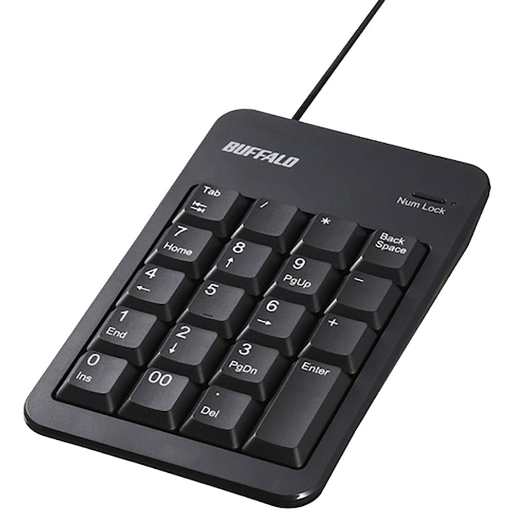 ＢＵＦＦＡＬＯ　有線テンキーボード　ＴａｂキーＵＳＢハブ付き　ブラック　ＢＳＴＫＨ１００ＢＫＺ＿