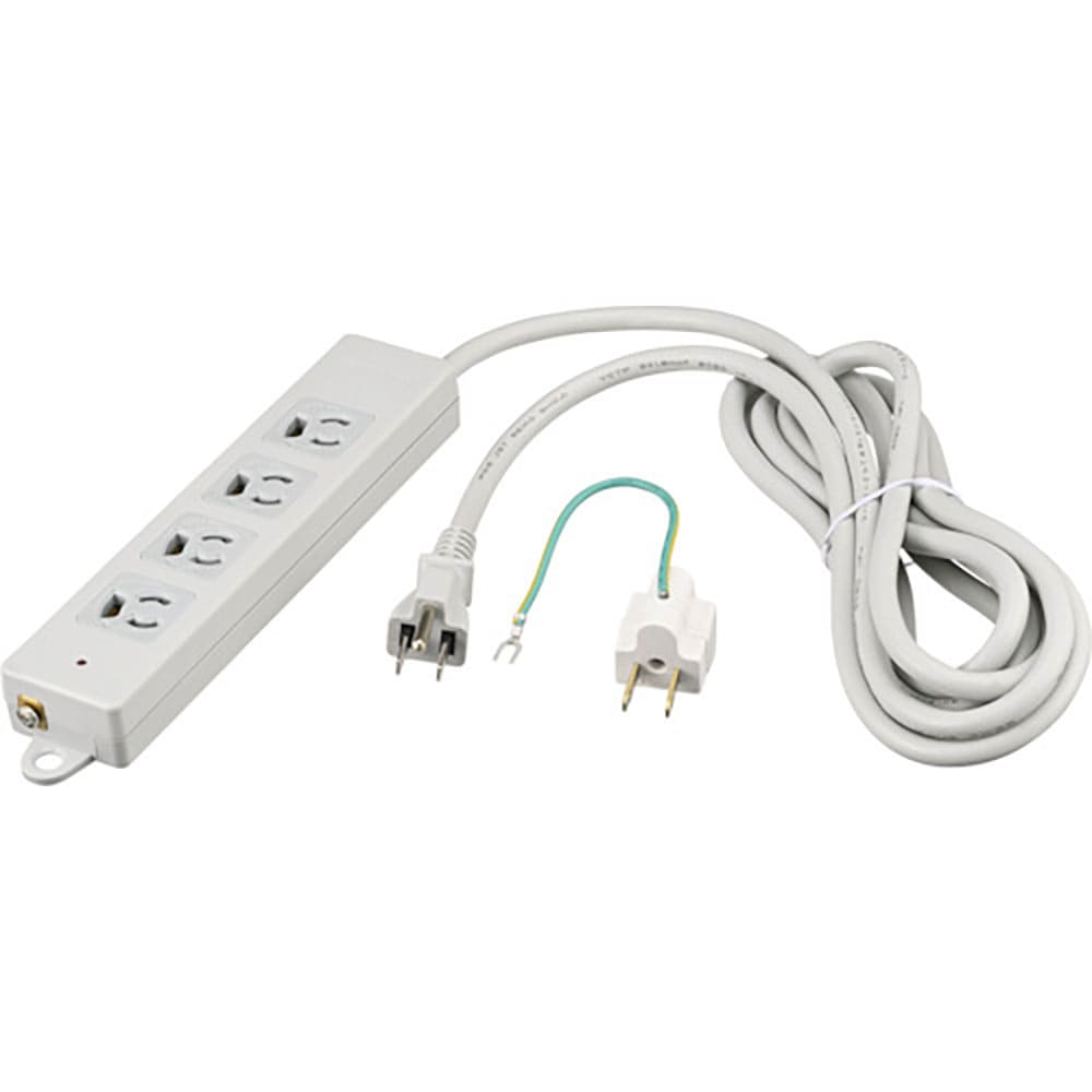 ＢＵＦＦＡＬＯ　３ピン式電源タップ　２重構造　ランプ＆変換アダプター付　４個口　５ｍ　ライトグレー＿