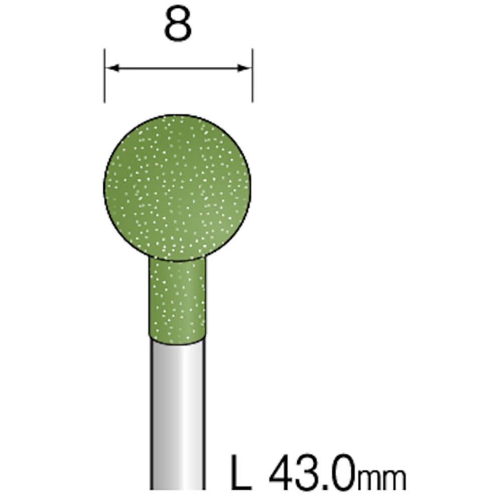 Ｍｉｎｉｍｏ　研磨用ゴム砥石　ＷＡ　ミディアム＃４００　φ８　（１０本入）　ＤＢ３１２６＿