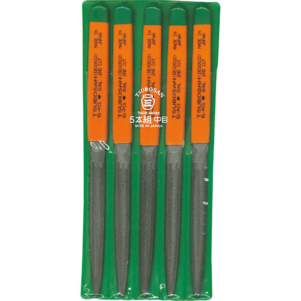 ツボサン　組ヤスリ　５本組　楕円　中目　ＤＥ００５－０２＿