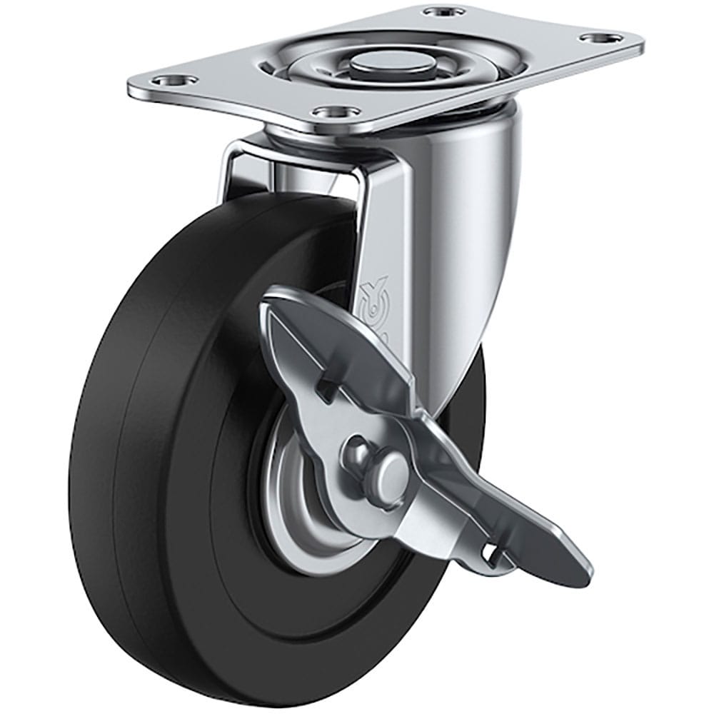 ユーエイ　プレート式　自在　キャスター　導電ゴム　車輪径１００ｍｍ　ストッパー付き　Ｅタイプ　Ｅ－＿