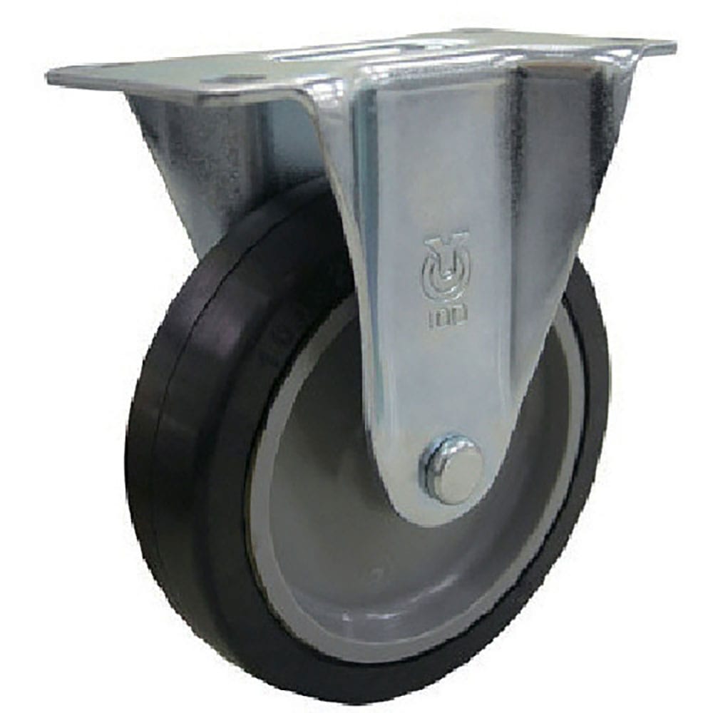 ユーエイ　プレート式　固定　キャスター　ゴム　車輪径１００ｍｍ　　Ｅタイプ　ＥＲ型　取付寸法８２×＿