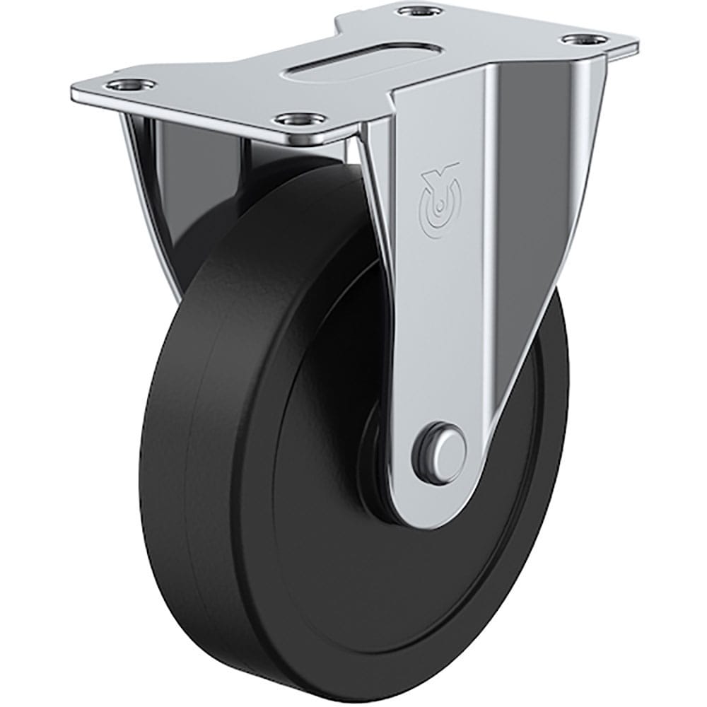 ユーエイ　プレート式　固定　キャスター　導電ゴム　車輪径１００ｍｍ　　Ｅタイプ　ＥＲ型　取付寸法８＿