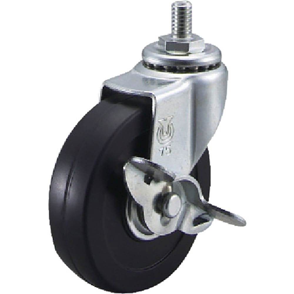 ユーエイ　ねじ込み式　自在　キャスター　ゴム　車輪径７５ｍｍ　ストッパー付き　Ｅタイプ　ＥＴ－Ｓ型＿