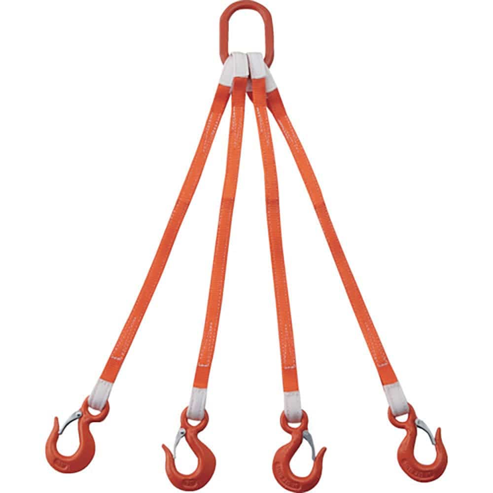 ＴＲＵＳＣＯ　４本吊ベルトスリングセット　２５ｍｍ幅Ｘ１ｍ　吊り角度６０°時荷重２．５８ｔ（最大使＿