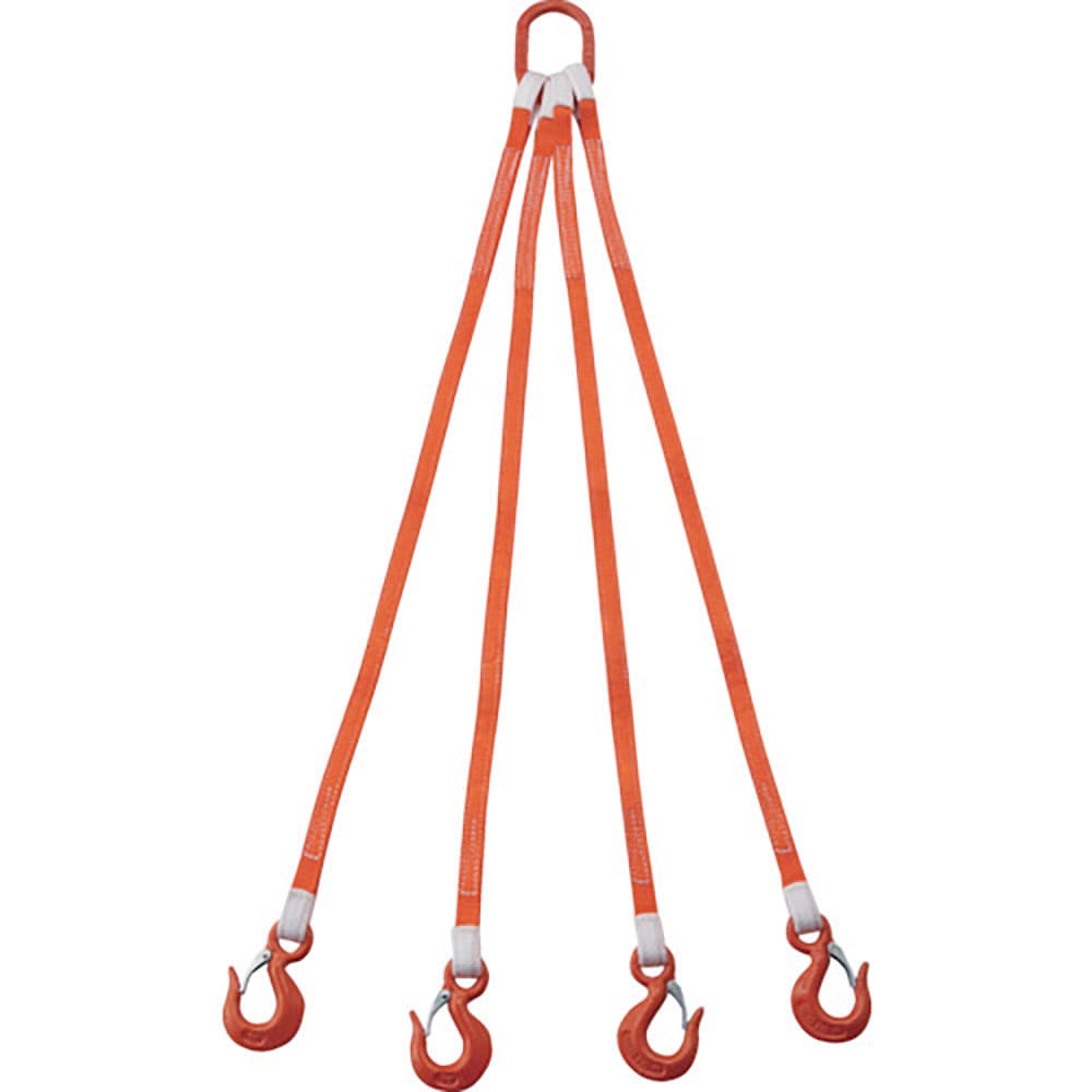 ＴＲＵＳＣＯ　４本吊ベルトスリングセット　２５ｍｍ幅Ｘ１．５ｍ　吊り角度６０°時荷重２．５８ｔ（最＿