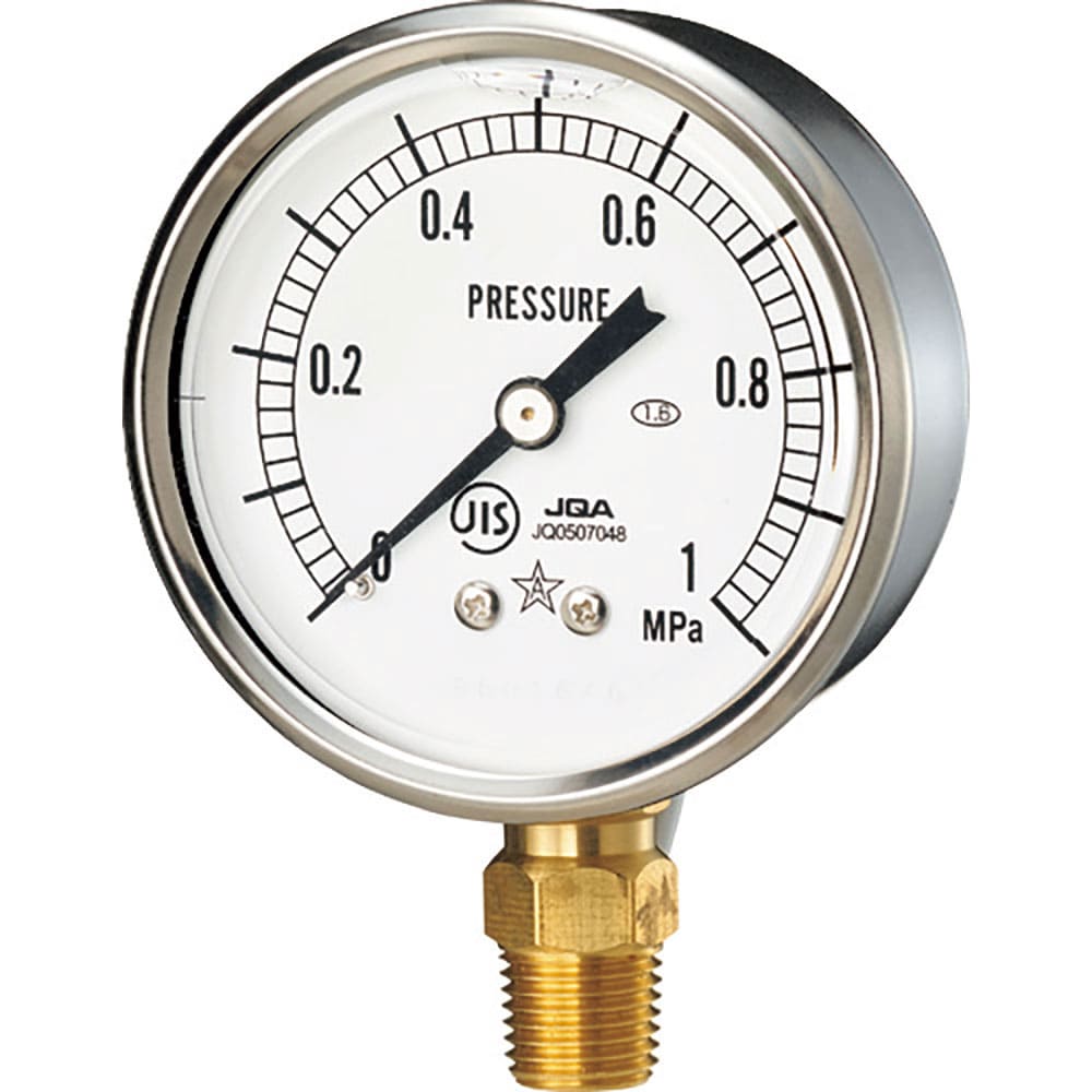 右下　グリセリン入圧力計　圧力レンジ０～１．６ＭＰａ　接続部サイズＲ１／４　ＧＬＴ－２１７－１．６＿