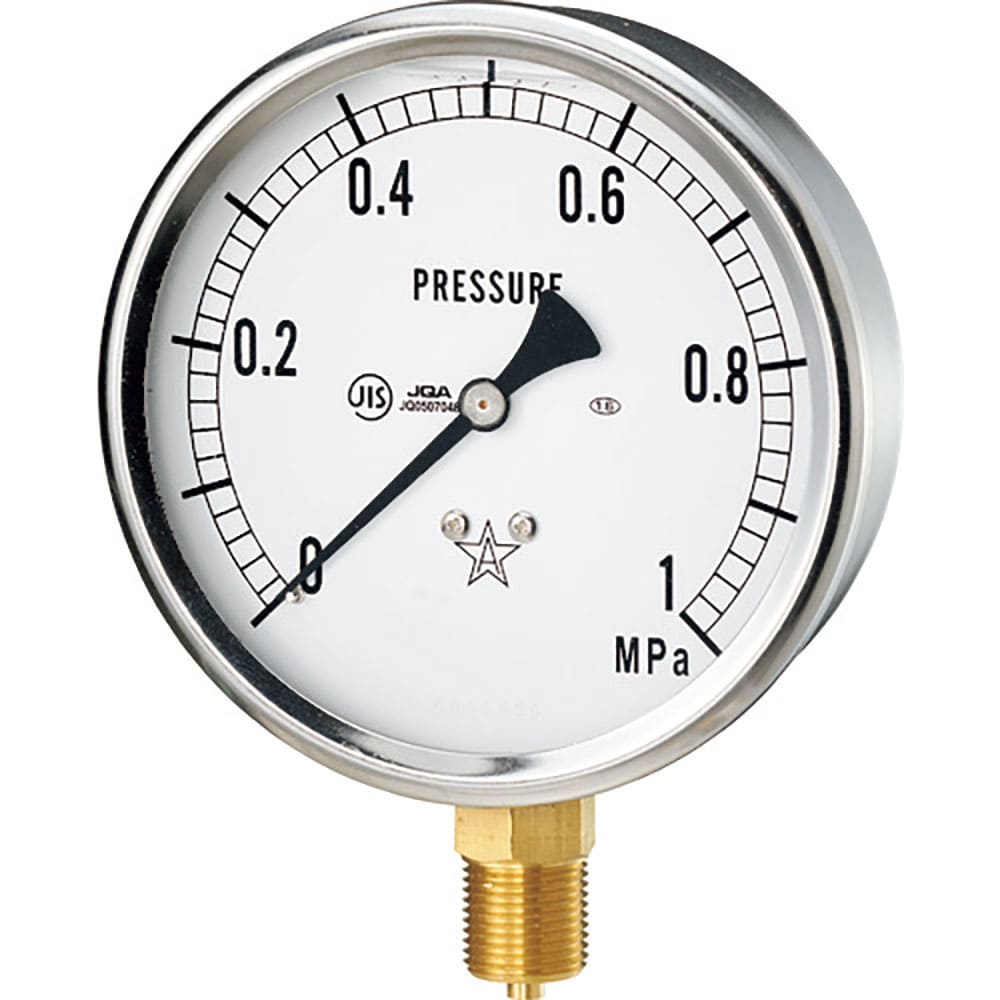 右下　グリセリン入圧力計　圧力レンジ０～２ＭＰａ　接続部サイズＧ３／８Ｂ　ＧＬＴ－４１－２ＭＰＡ＿