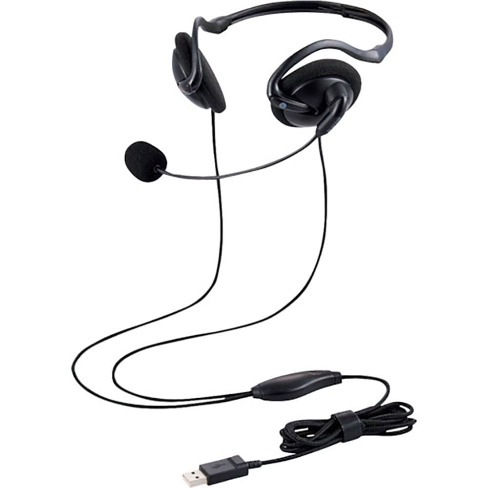 ＥＬＥＣＯＭ　有線ヘッドセット　ネックバンド型　折りたたみ式　ＵＳＢ　両耳　ブラック　ＨＳ－ＮＢ０＿
