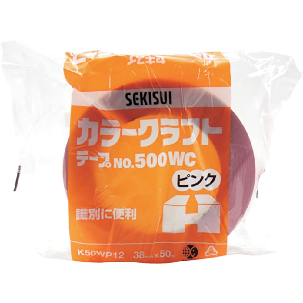 積水　カラークラフトテープ＃５００ＷＣ　３８Ｘ５０　ピンク　Ｋ５０ＷＰ１２＿