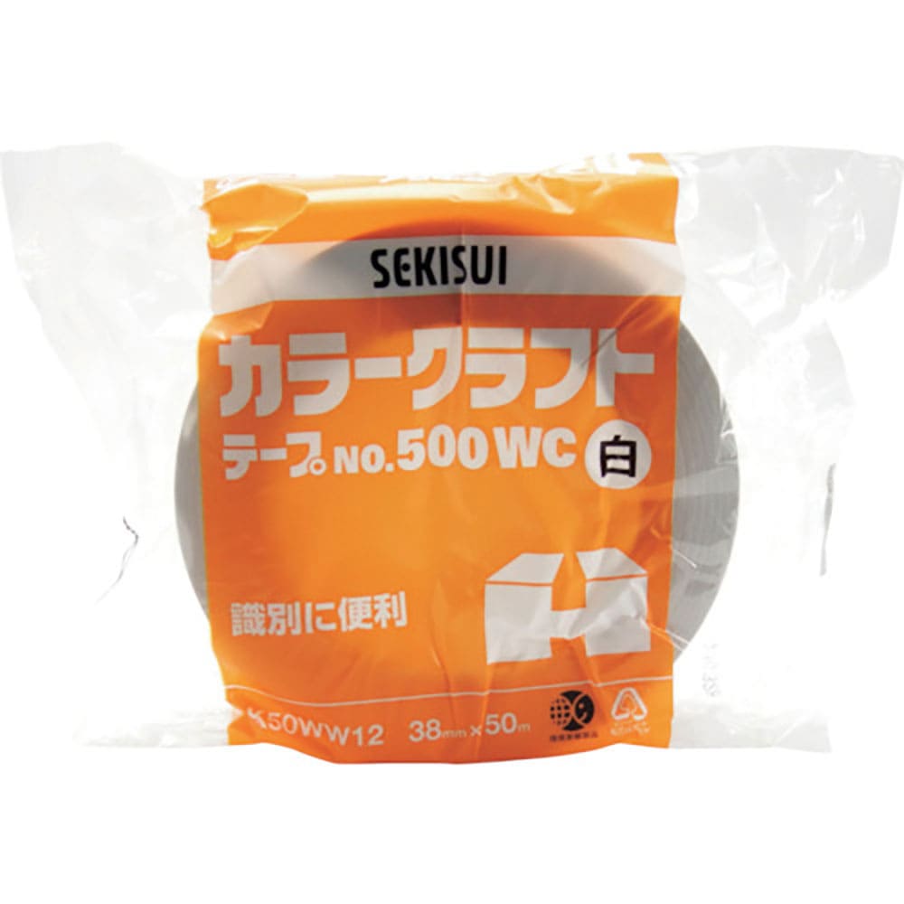 積水　カラークラフトテープ＃５００ＷＣ　３８Ｘ５０　白　Ｋ５０ＷＷ１２＿