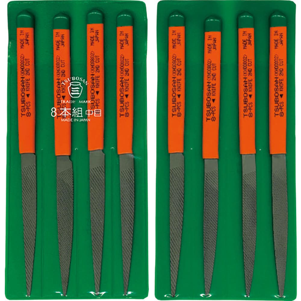 ツボサン　組ヤスリ　８本組　刀刃　中目　ＫＨ００８－０２＿