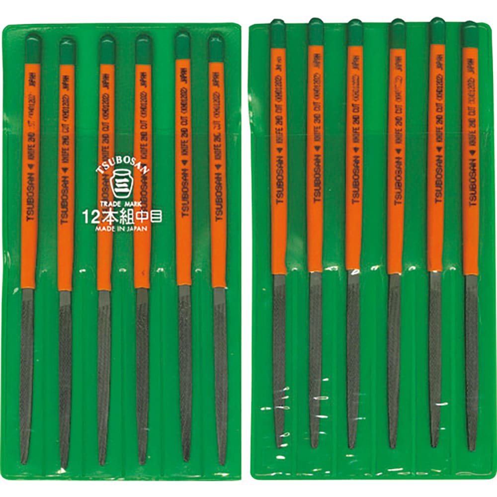 ツボサン　組ヤスリ　１２本組　刀刃　中目　ＫＨ０１２－０２＿