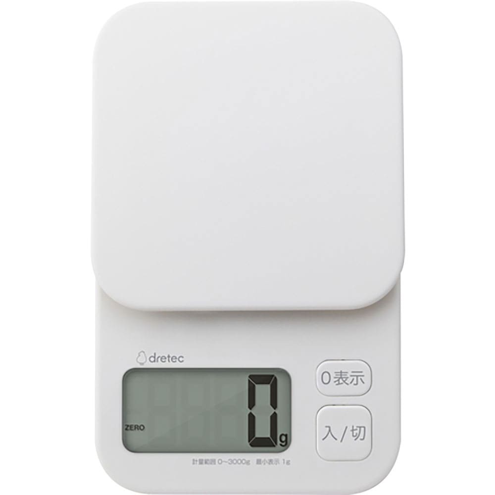 ｄｒｅｔｅｃ　デジタルスケール「トルテ」３ｋｇ　ホワイト　ＫＳ－８３２ＷＴ＿