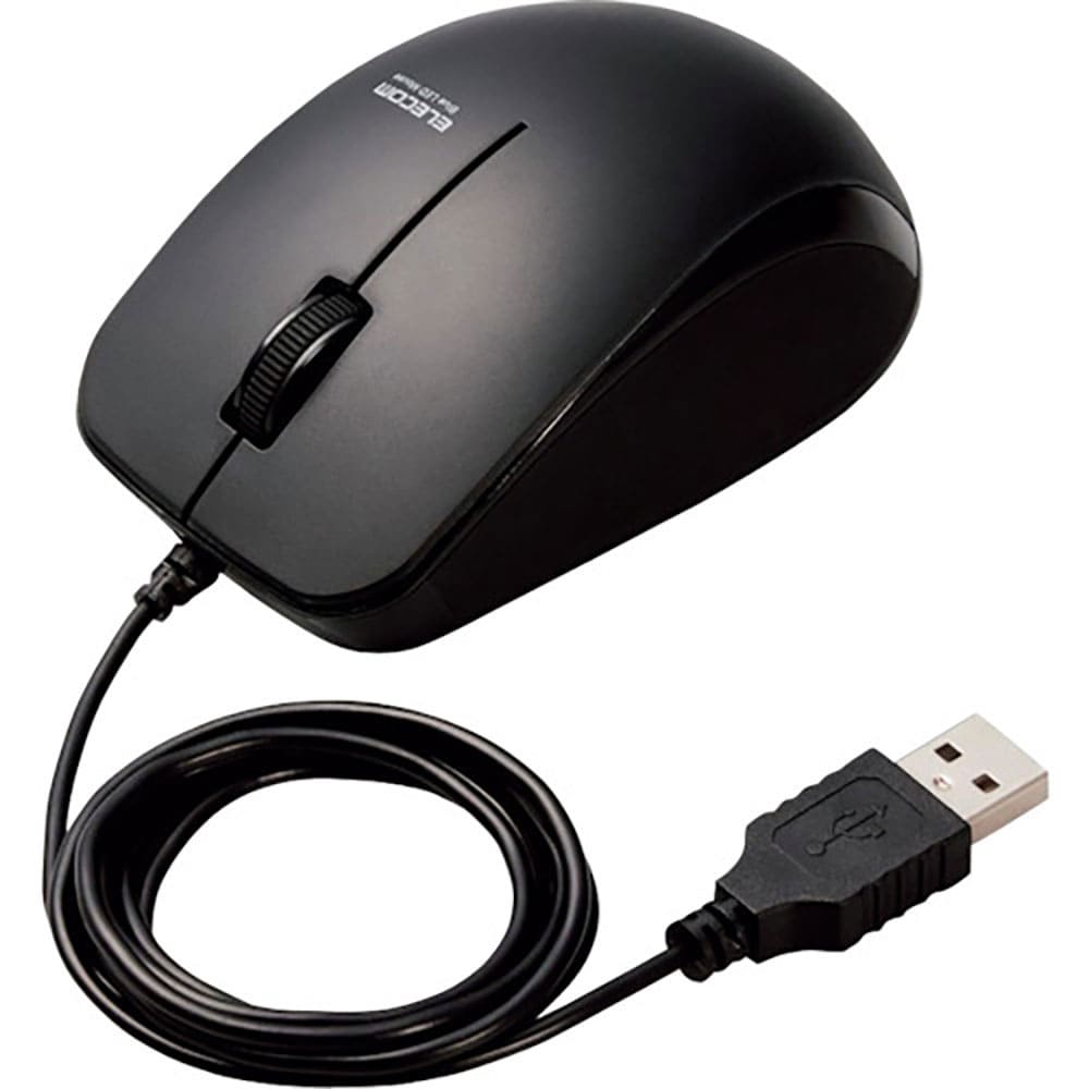 ＥＬＥＣＯＭ　ＢｌｕｅＬＥＤマウス　有線　３ボタン　サイドラバー　抗菌　ブラック　Ｍ－ＢＬ２７ＵＢ＿