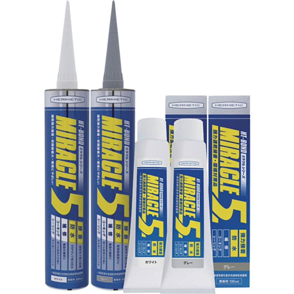 ヘルメチック　多用途弾性防水接着剤　Ｍｉｒａｃｌｅ５　グレー　３３３ｍｌ　ＭＩＲＡＣＬＥ５ＧＹ３３＿