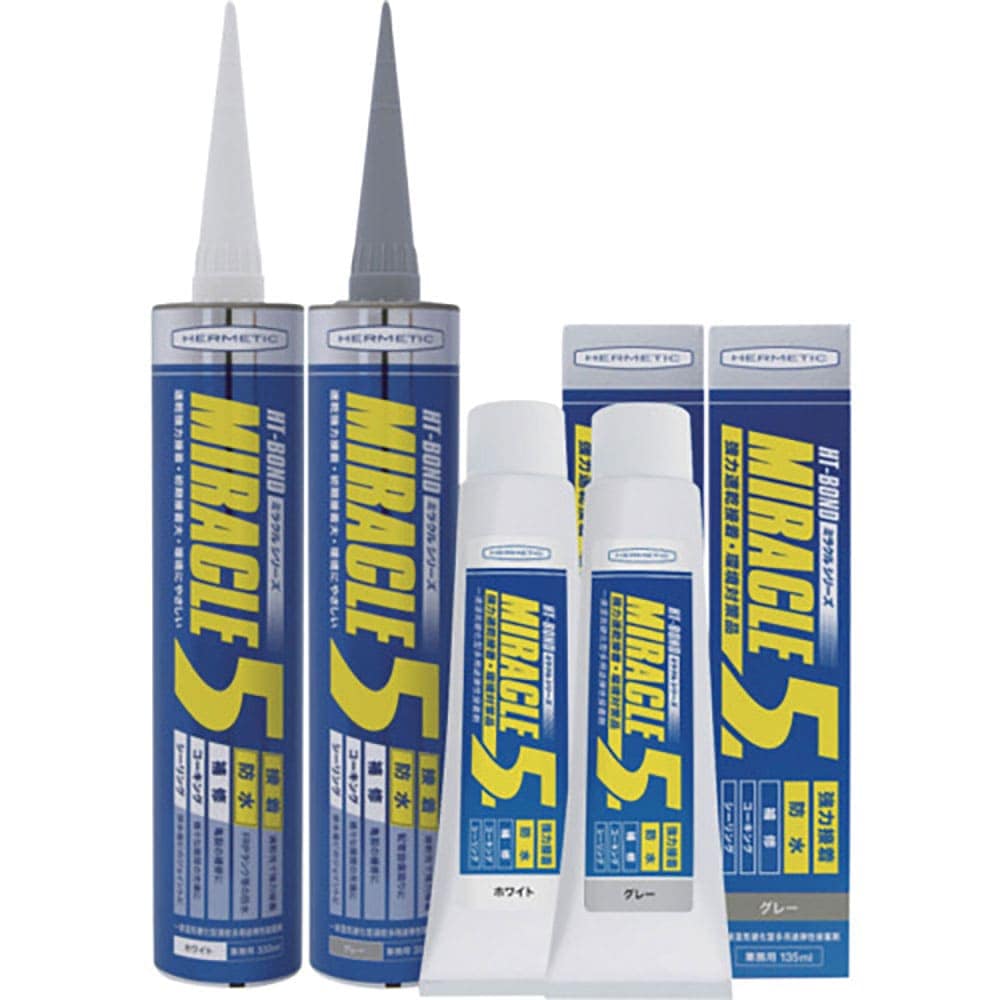 ヘルメチック　多用途弾性防水接着剤　Ｍｉｒａｃｌｅ５　ホワイト　３３３ｍｌ　ＭＩＲＡＣＬＥ５Ｗ３３＿