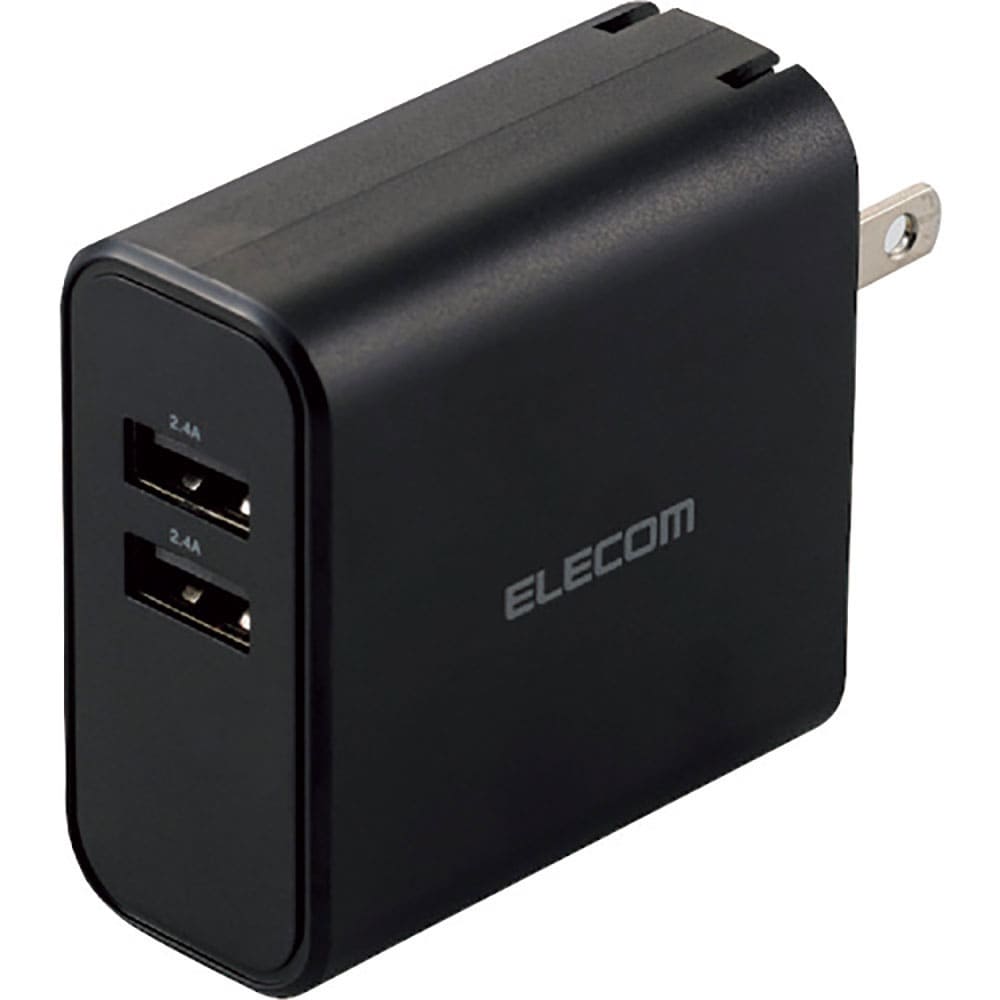 ＥＬＥＣＯＭ　ＡＣ充電器　２４Ｗ　ＵＳＢ　Ｔｙｐｅ－Ａ（メス）２ポート　ブラック　ＭＰＡ－ＡＣＵ０＿