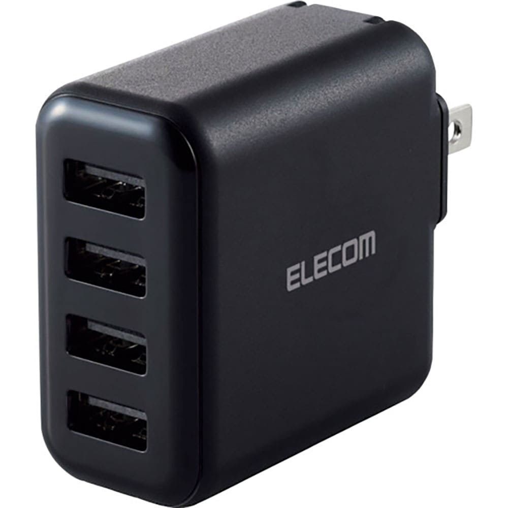 ＥＬＥＣＯＭ　ＡＣ充電器　４．８Ａ出力　ＵＳＢ－Ａメス４ポート　ブラック　ＭＰＡ－ＡＣＵ１３ＢＫ＿