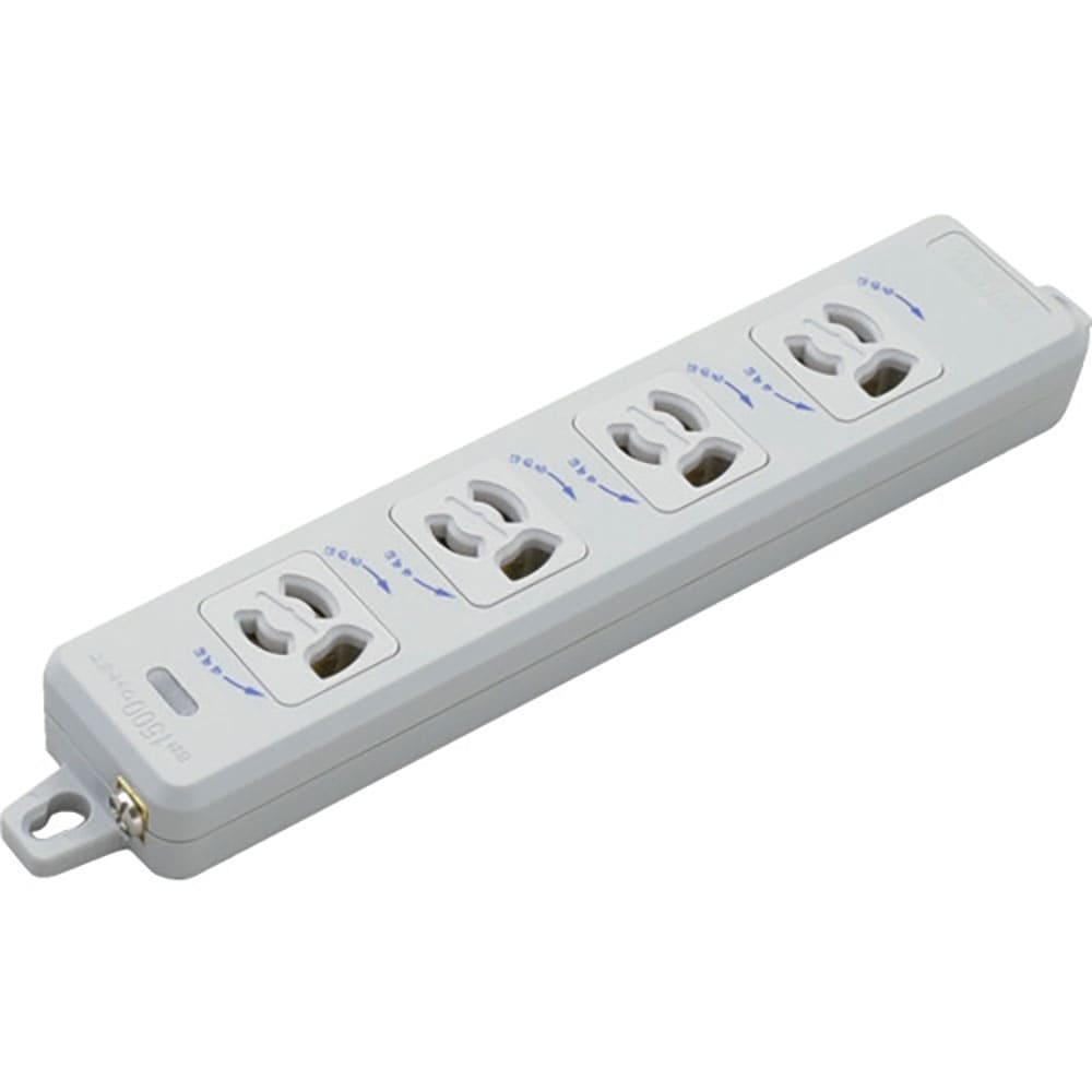 明工　横形ＯＡ用抜け止め接地タップ４コ口　ランプ、マグネット付　コードなし　ＭＲ７９０４－Ｎ＿