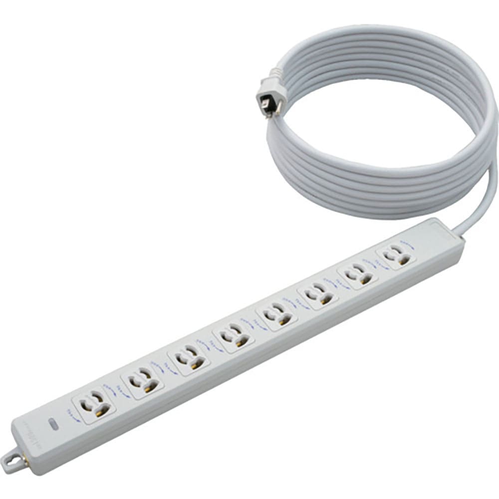 明工　横形ＯＡ用抜け止め接地タップ８コ口　ランプ　マグネット付　ＶＣＴＦ５ｍ接地プラグ付　ＭＲ７９＿