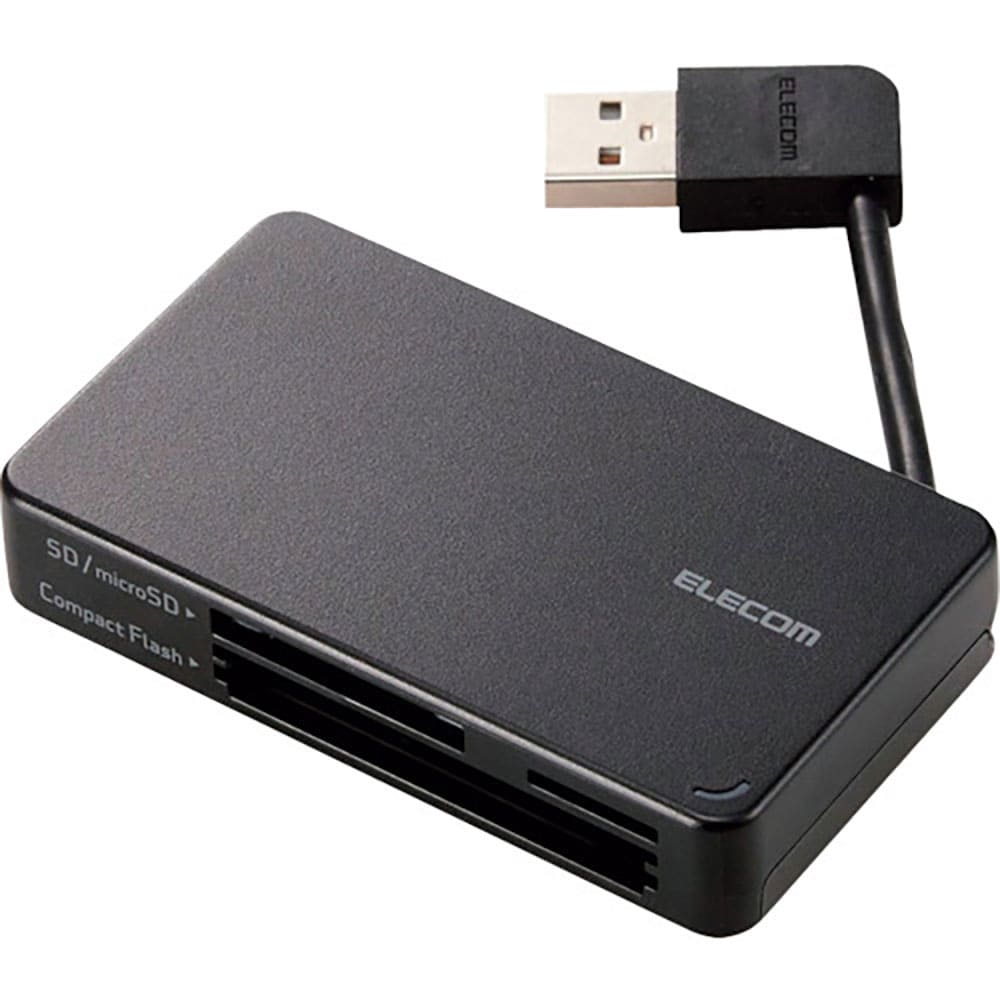 ＥＬＥＣＯＭ　メモリリーダライタ　ケーブル収納タイプ　ＵＳＢ２．０対応　ＳＤ＋ｍｉｃｒｏＳＤ＋ＣＦ＿