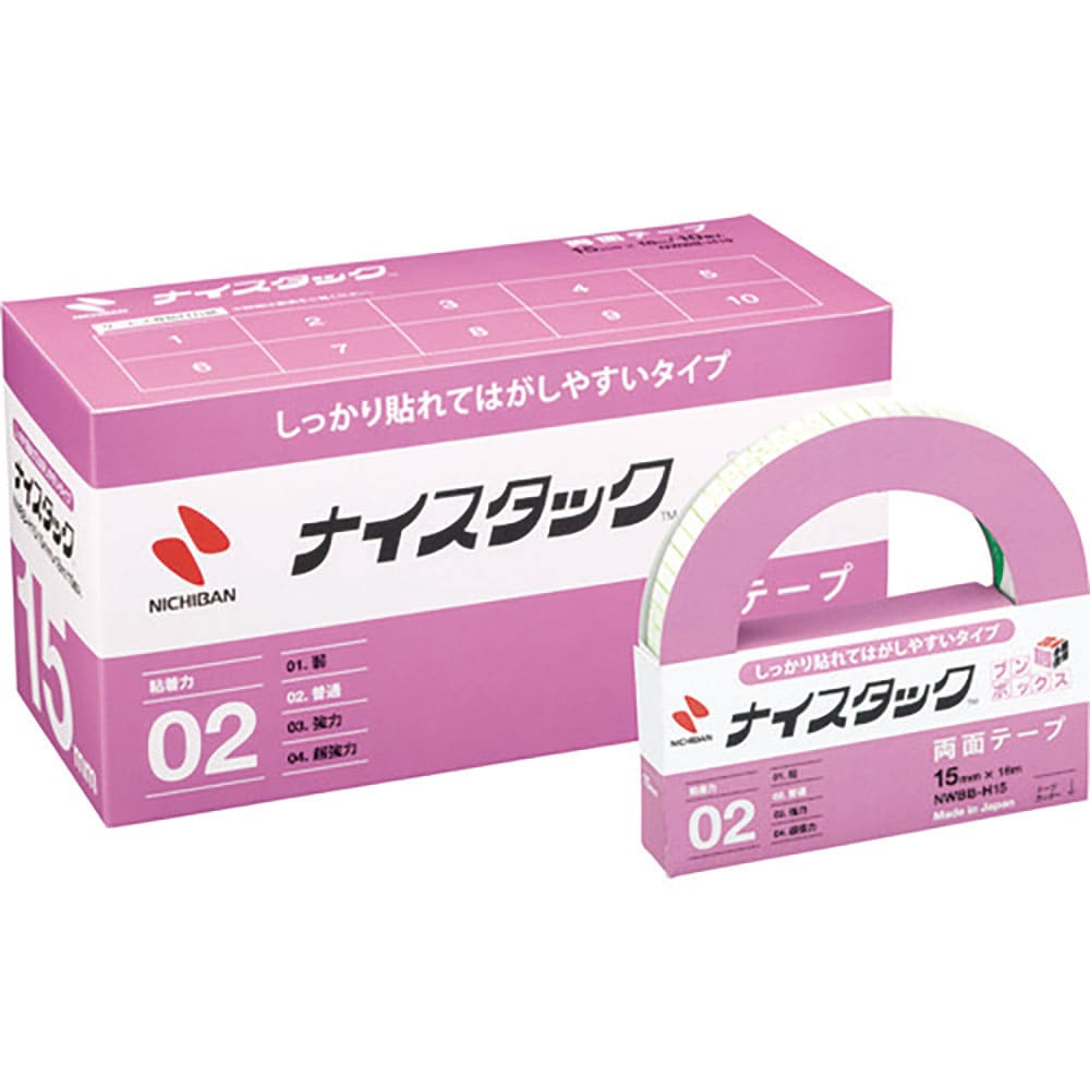 ニチバン　両面テープ　ナイスタックしっかり貼れてはがしやすいタイプ　ＮＷＢＢ－Ｈ１５　１５ｍｍＸ１＿