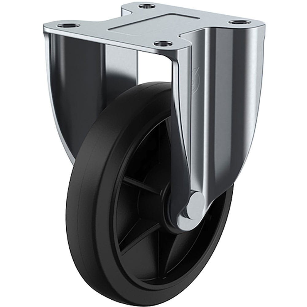 ユーエイ　プレート式　固定　キャスター　ゴム　車輪径１２５ｍｍ　　Ｊタイプ　Ｋ２型　取付寸法１１２＿