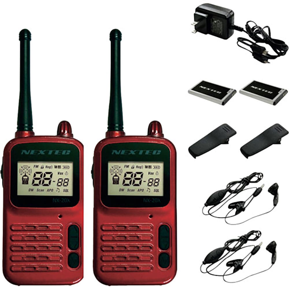 Ｆ．Ｒ．Ｃ．　小型・軽量　特定小電力トランシーバー２台セット（ワインレッド）　ＮＸ－２０Ｘ（ＷＲ）＿