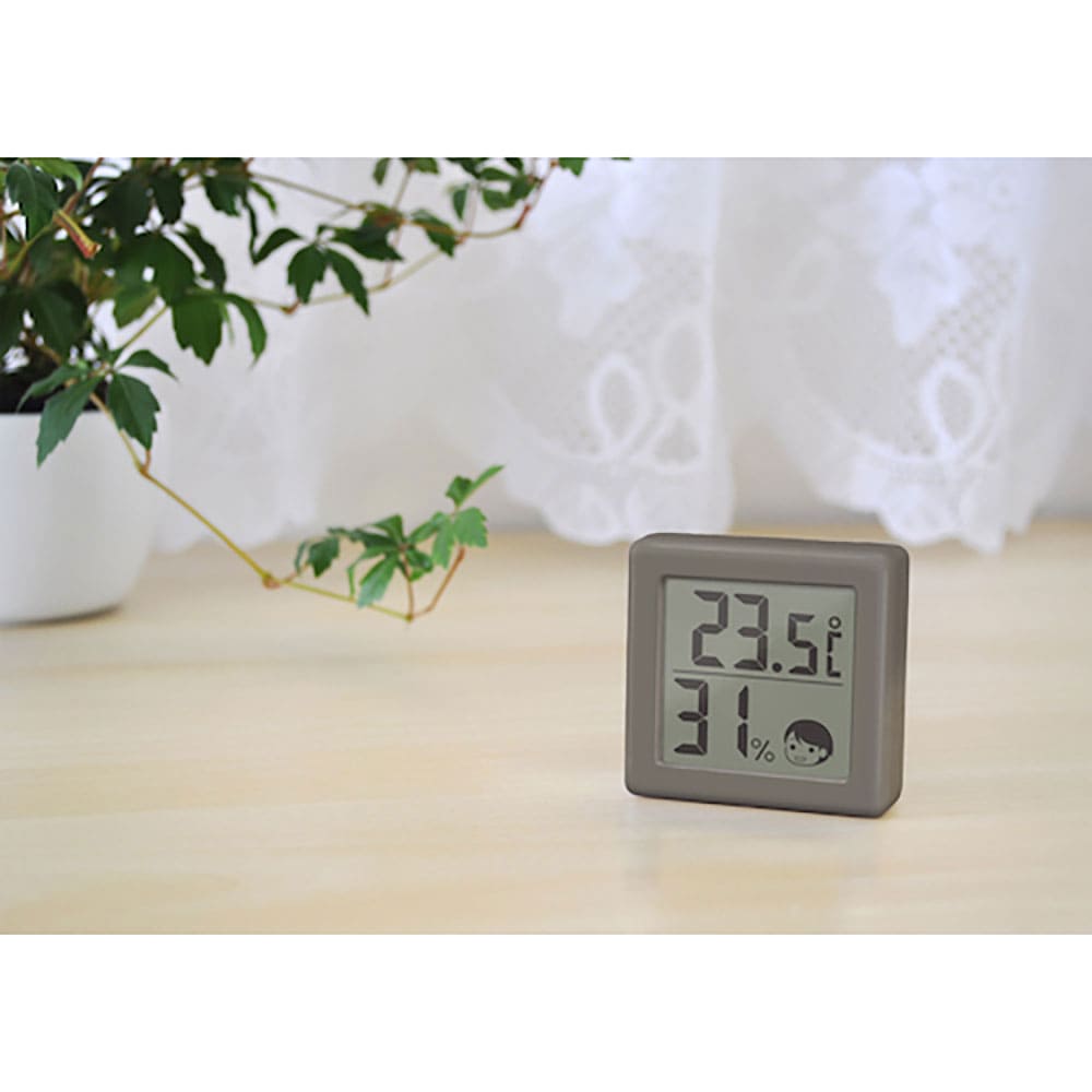 ｄｒｅｔｅｃ　小さいデジタル温湿度計　ダークグレー　Ｏ－４２０ＤＧ＿