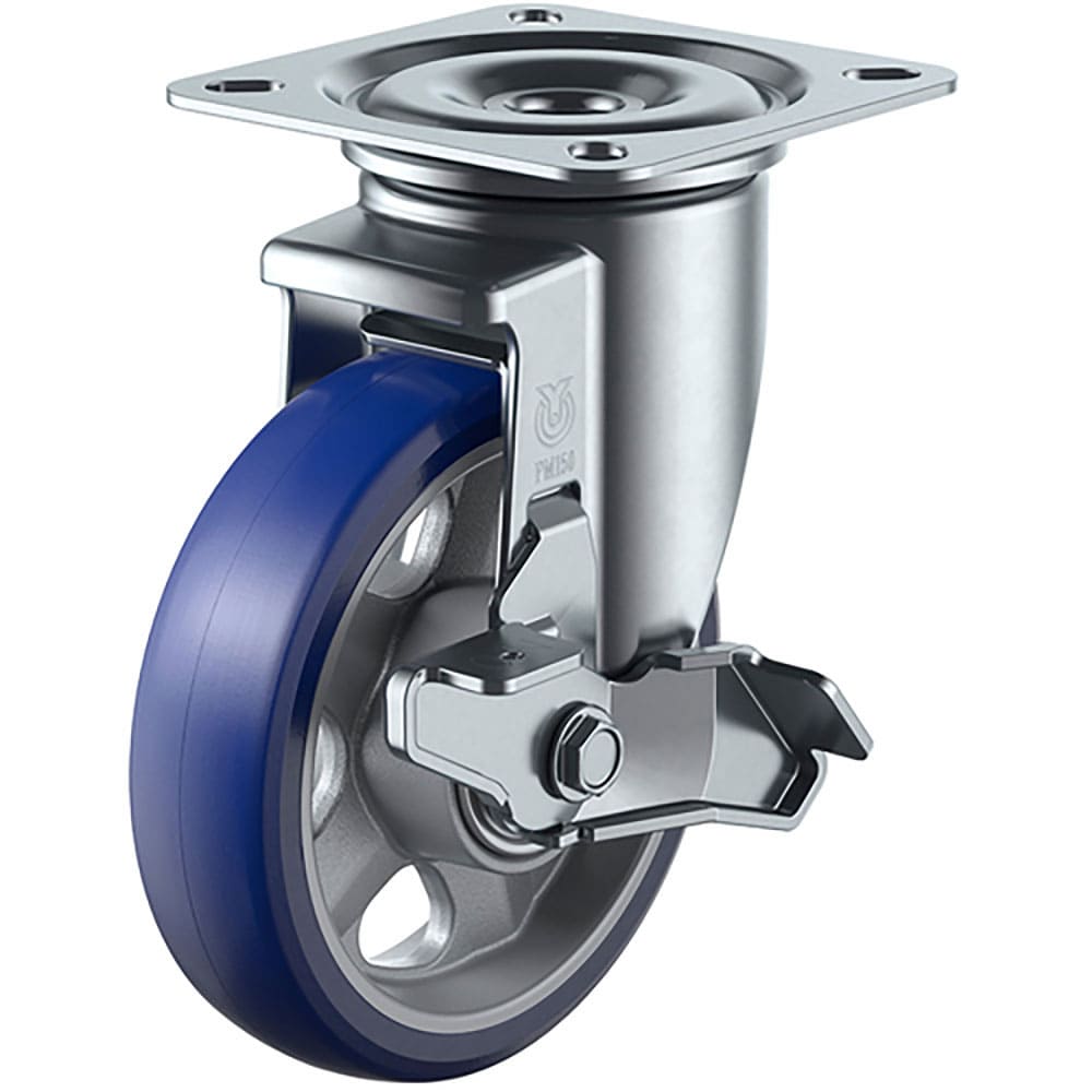 ユーエイ　プレート式　自在　キャスター　プレミアムウレタン　車輪径１００ｍｍ　ストッパー付き　ＰＭ＿