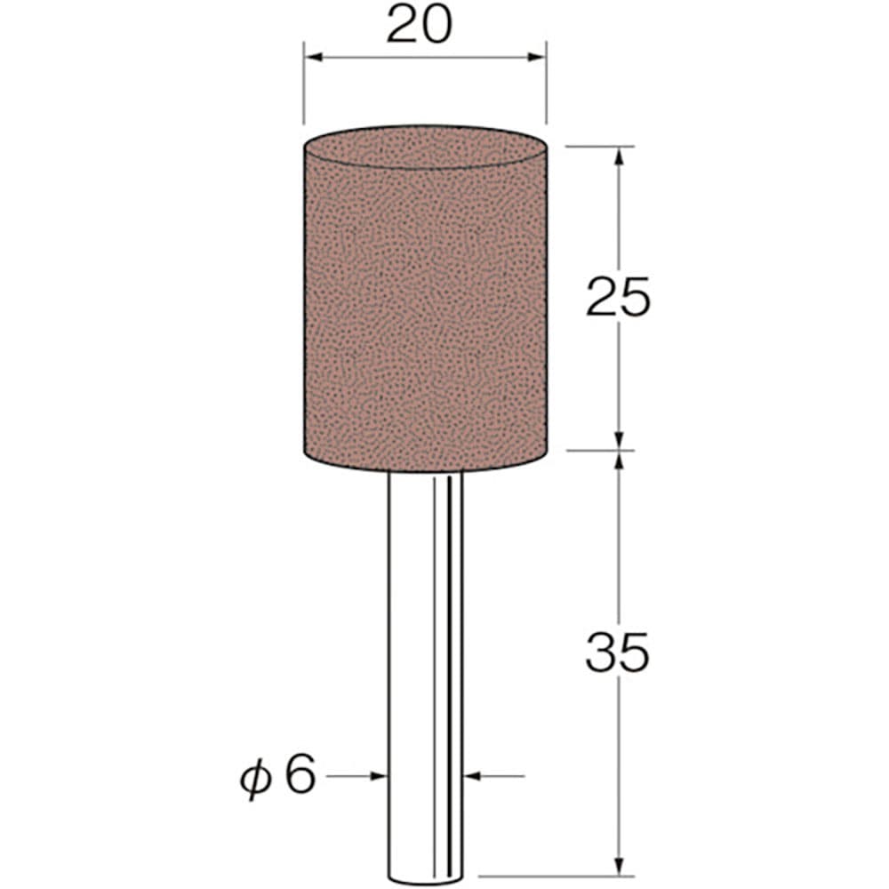 リューター　軸付セラミックゴム砥石（非金属研磨用）外径（ｍｍ）：２０粒度（＃）：５００　Ｒ２２７６＿