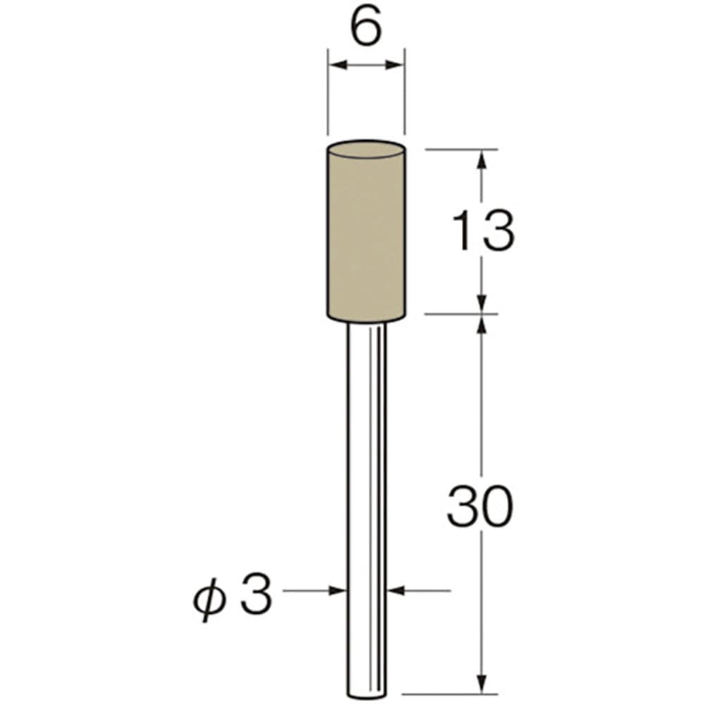 リューター　軸付弾性砥石（ＰＶＡ砥石）外径（ｍｍ）：６粒度（＃）：８０　Ｒ７３１１＿