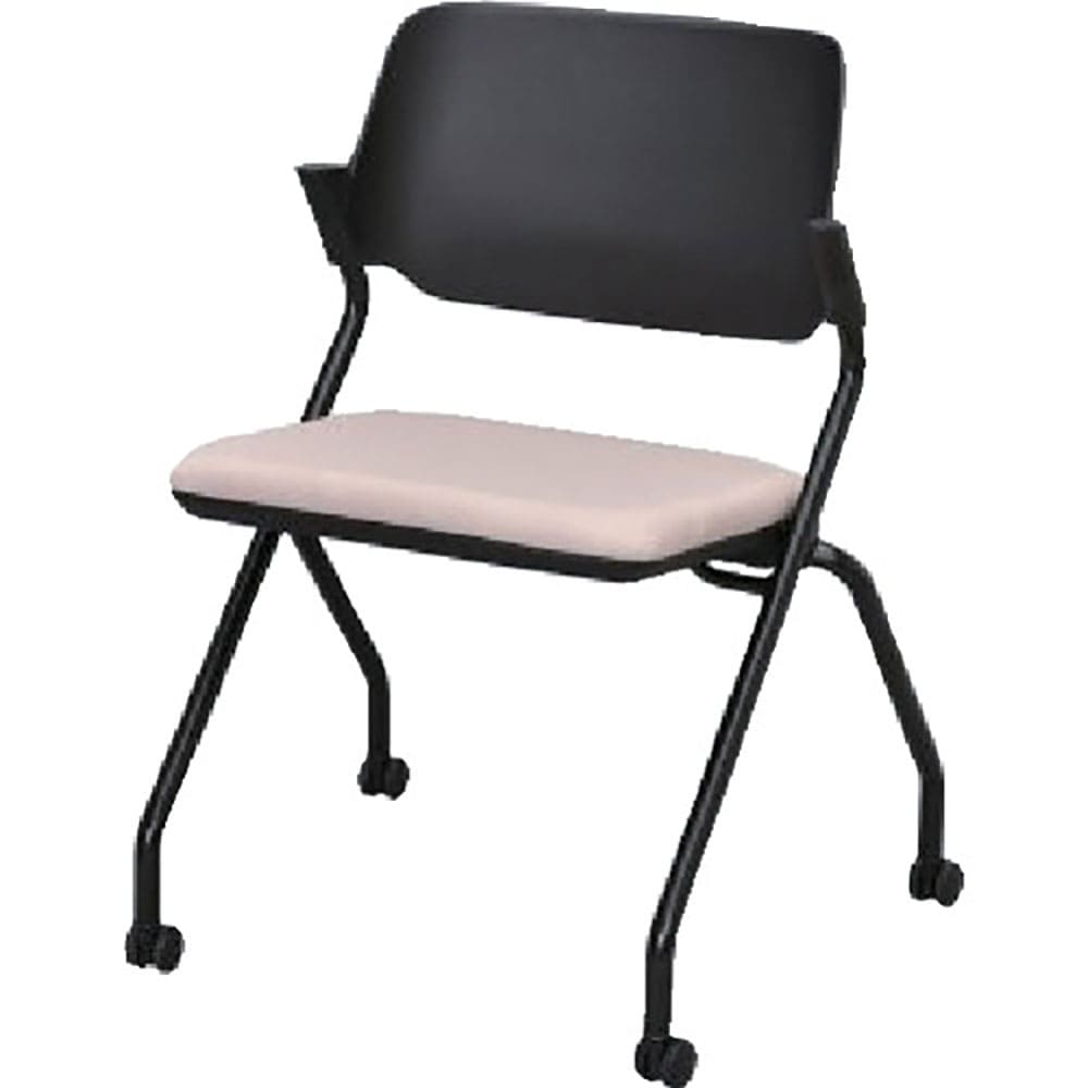 アールエフヤマカワ　ＳＹネスティングチェア　　ブラック　肘無し　ファブリック　ラテベージュ　ＲＦＣ＿