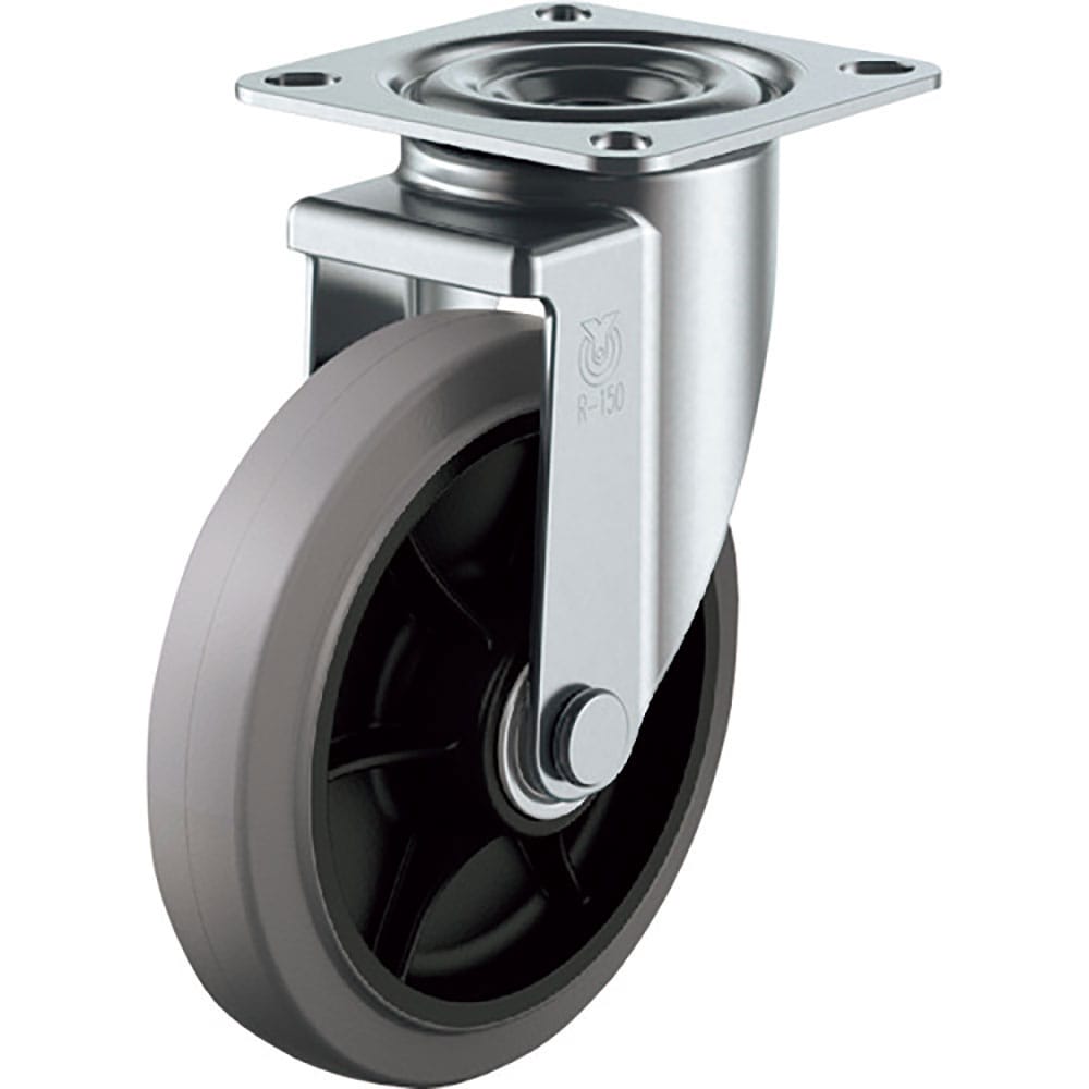 ユーエイ　プレート式　自在　キャスター　グレーゴム　車輪径１２５ｍｍ　　Ｊタイプ　ＲＪ２型　取付寸＿