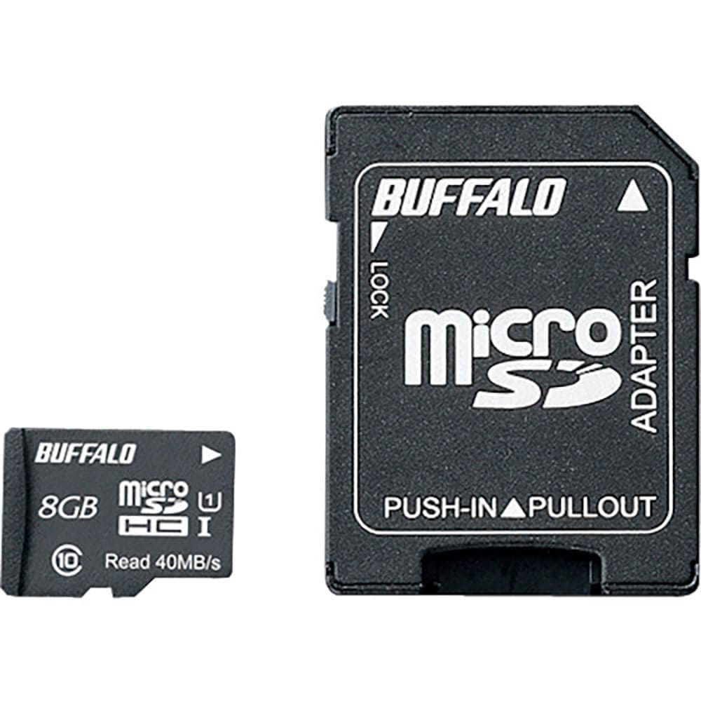 ＢＵＦＦＡＬＯ　ＵＨＳ－Ｉ　Ｃｌａｓｓ１　ｍｉｃｒｏＳＤＨＣカード　ＳＤ変換アダプター付　８ＧＢ　＿