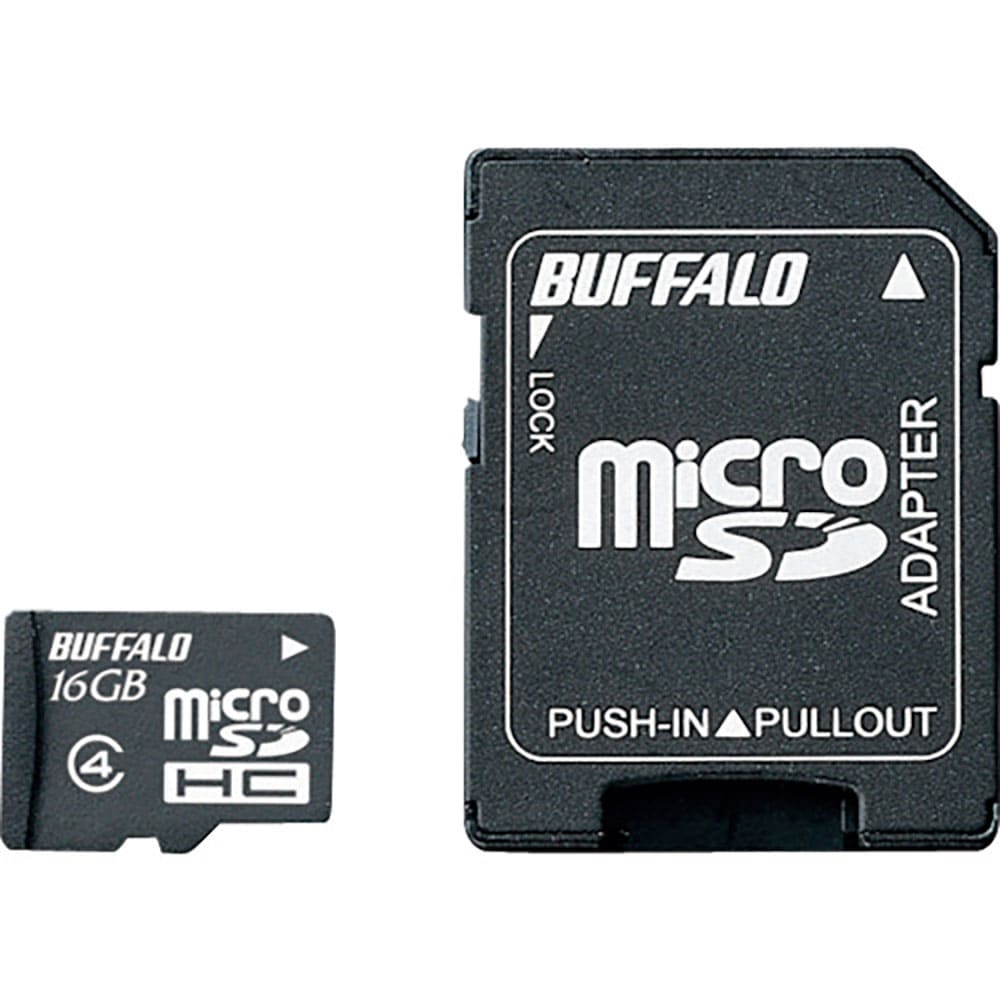 ＢＵＦＦＡＬＯ　防水仕様　Ｃｌａｓｓ４対応　ｍｉｃｒｏＳＤＨＣカード　ＳＤ変換アダプター付モデル　＿