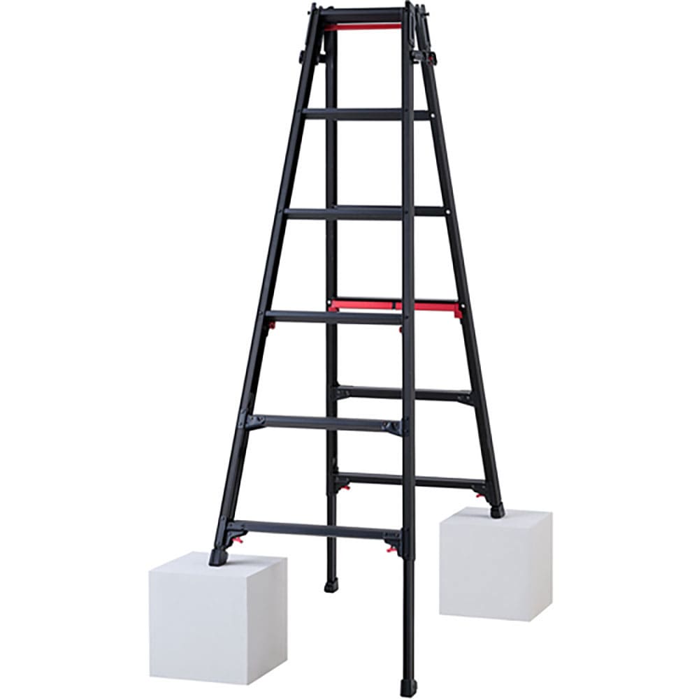 ハセガワ　脚部伸縮脚立　シャガマン　ブラック　６段　ＲＹＲＢ－１８＿