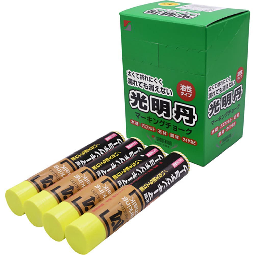 祥碩堂　光明丹マーキングチョーク　１２本箱売　蛍光イエロー　Ｓ３００３４＿