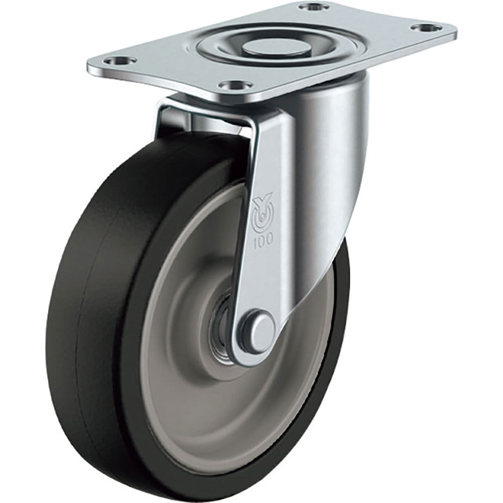 ユーエイ　プレート式　自在　キャスター　ゴム　車輪径１００ｍｍ　　ＳＩＬＥＮＴタイプ　ＳＦＨＧ型　＿