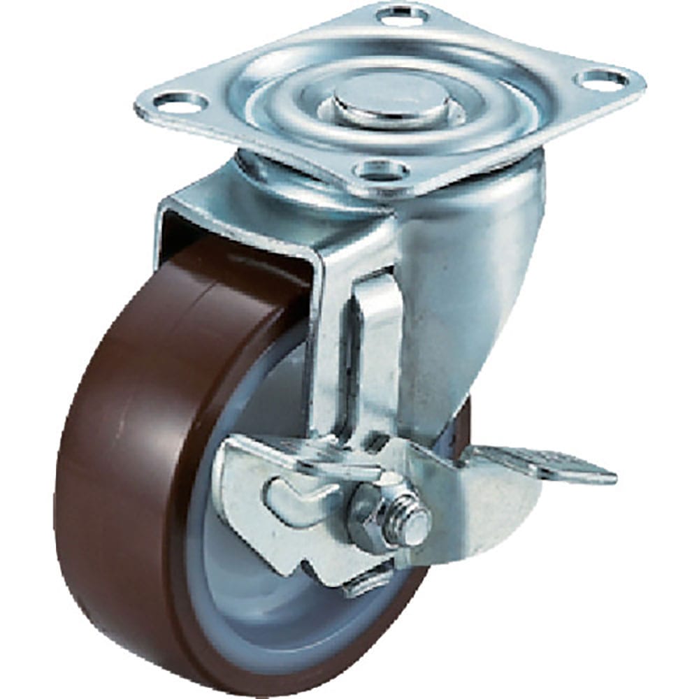 ユーエイ　プレート式　自在　キャスター　ウレタン　車輪径７５ｍｍ　ストッパー付き　Ｓタイプ　ＳＧ－＿