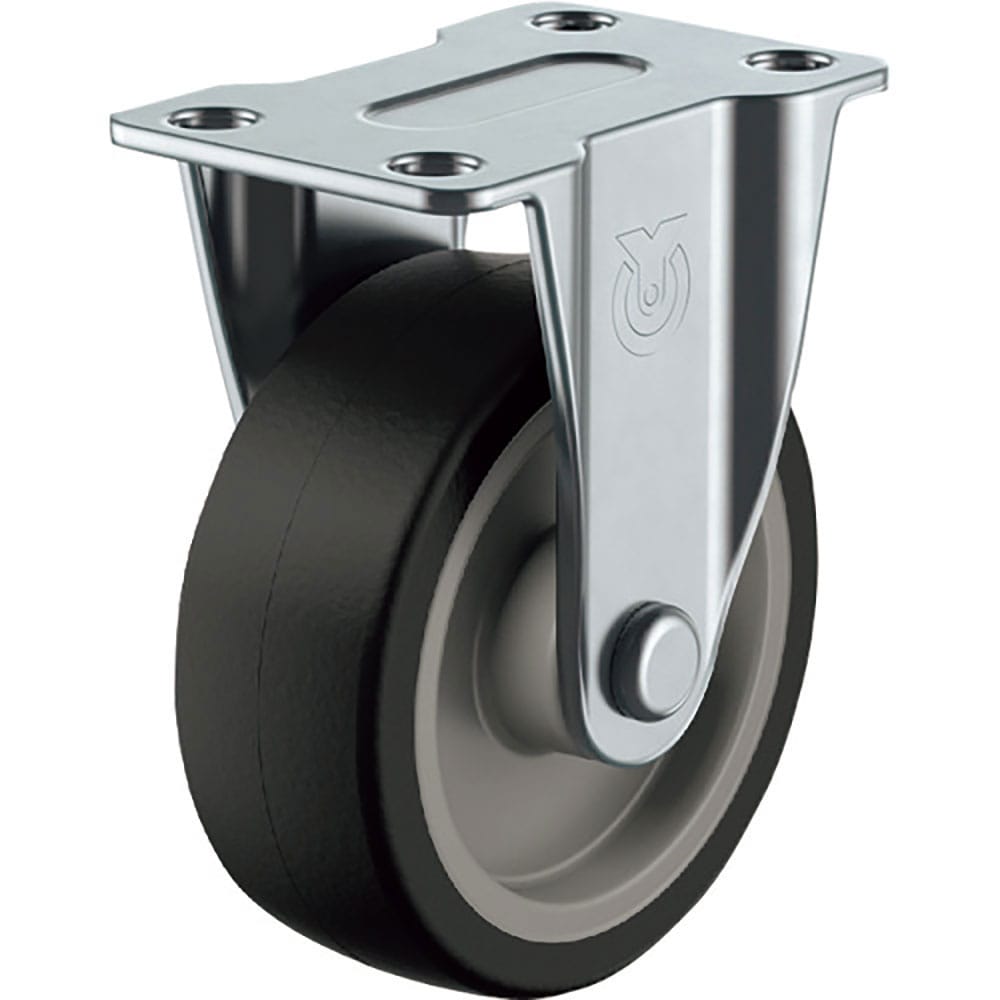 ユーエイ　プレート式　固定　キャスター　ゴム　車輪径１００ｍｍ　　Ｓタイプ　ＳＲ型　取付寸法８２×＿