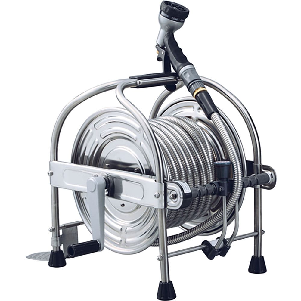 ハタヤ　大口径型オールステンレス蛇腹ホースリール　１５ｍ　ＳＳＡ－１５Ｊ＿