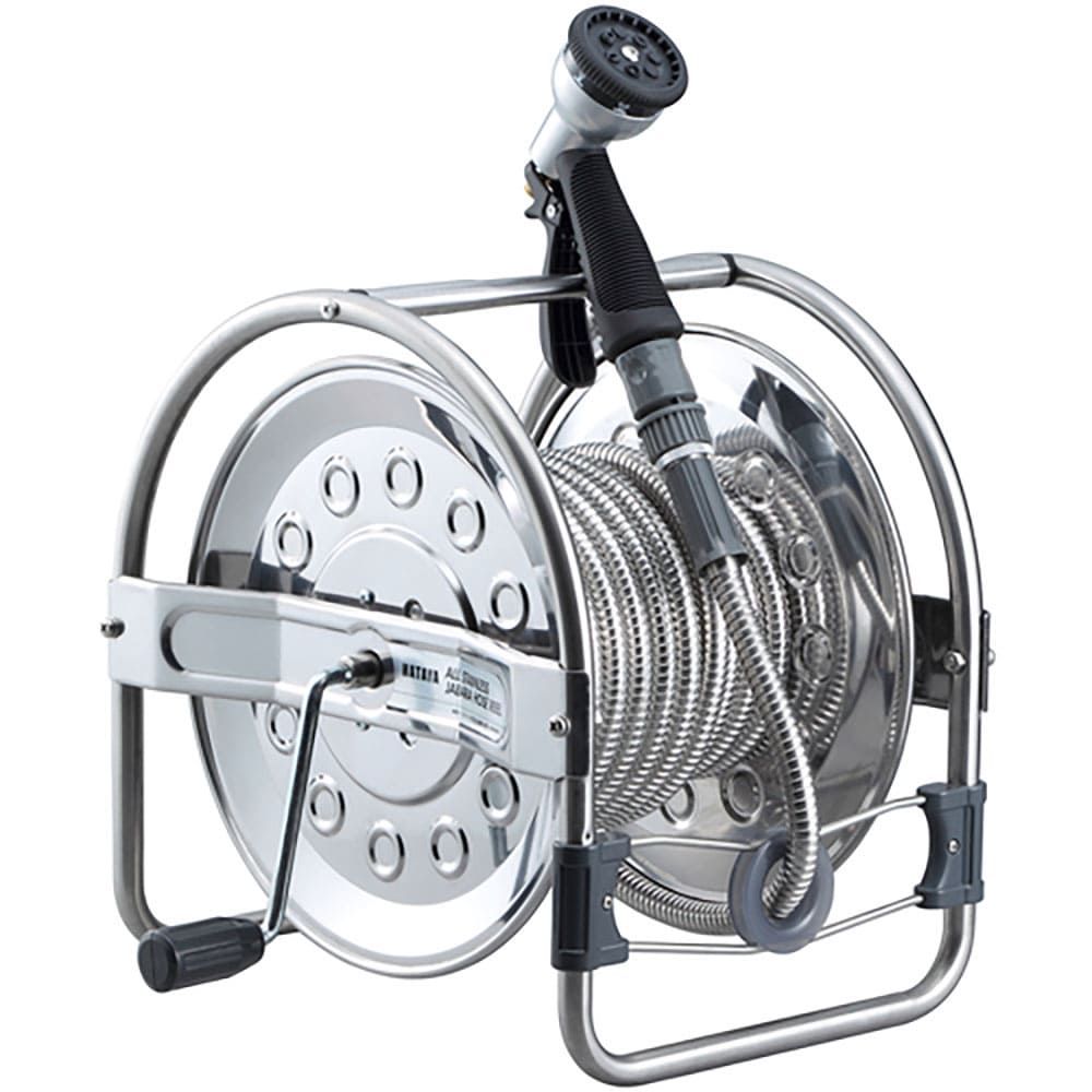 ハタヤ　オールステンレス蛇腹ホースリール　２０ｍ　ＳＳＤ－２０Ｊ＿