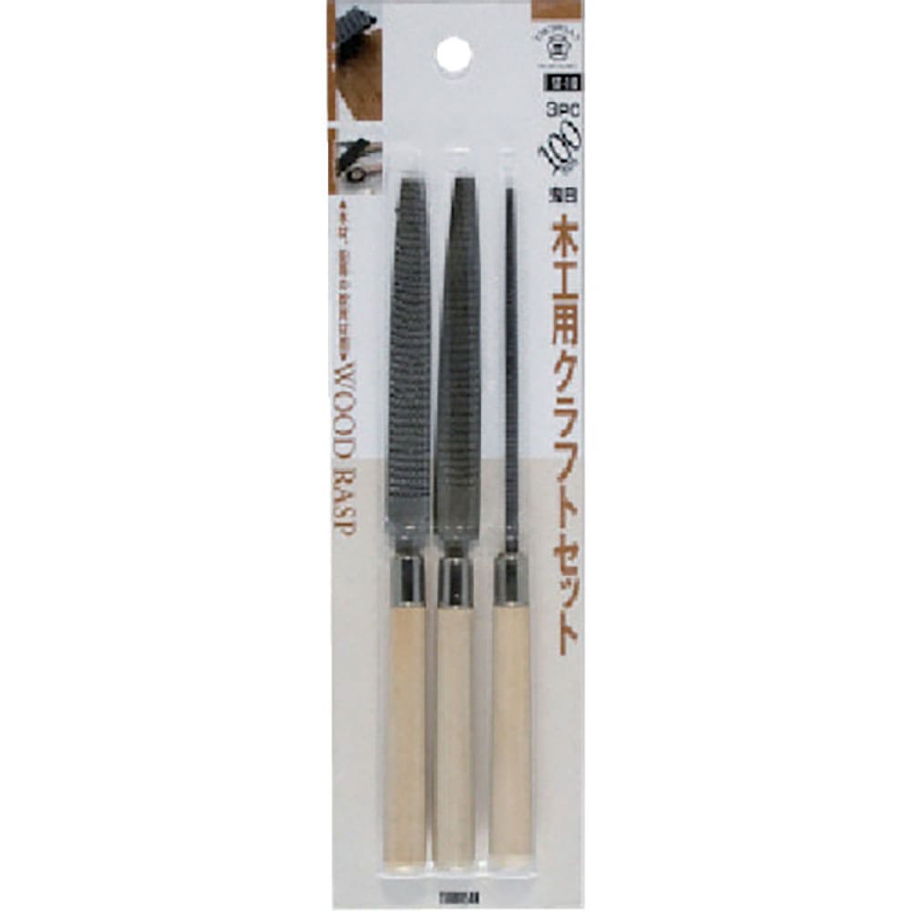 ツボサン　クラフト木工ヤスリ　３種セット　ＢＰ入り　ＳＴ－１０　　（１００ＭＭオニメ／ヤスリメ）＿