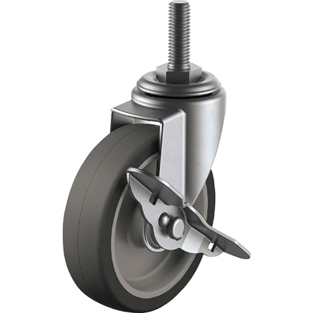 ユーエイ　ねじ込み式　自在　ステンレスキャスター　エラストマー　車輪径１００ｍｍ　ストッパー付き　＿