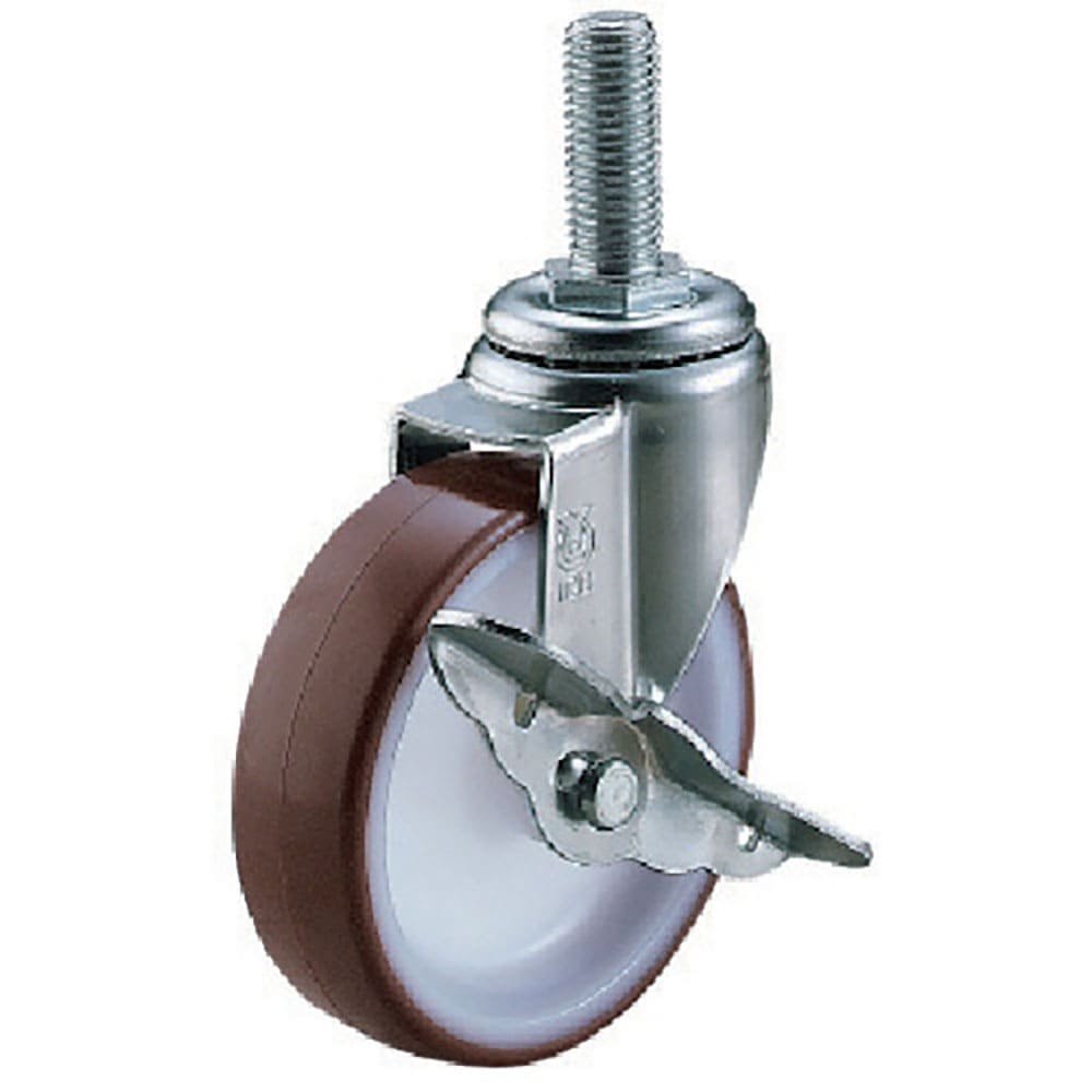 ユーエイ　ねじ込み式　自在　ステンレスキャスター　ウレタン　車輪径１００ｍｍ　ストッパー付き　Ｅタ＿