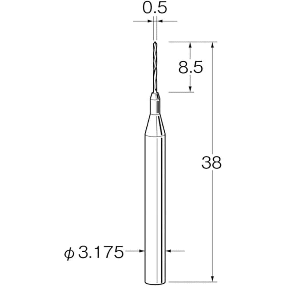 リューター　ツイストドリル（超硬合金）刃径（ｍｍ）：０．５シャンク径（ｍｍ）：３．１７５　Ｔ３００＿