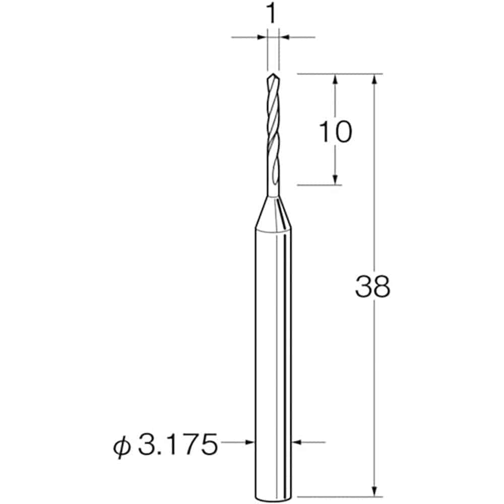 リューター　ツイストドリル（超硬合金）刃径（ｍｍ）：１シャンク径（ｍｍ）：３．１７５　Ｔ３０１０＿