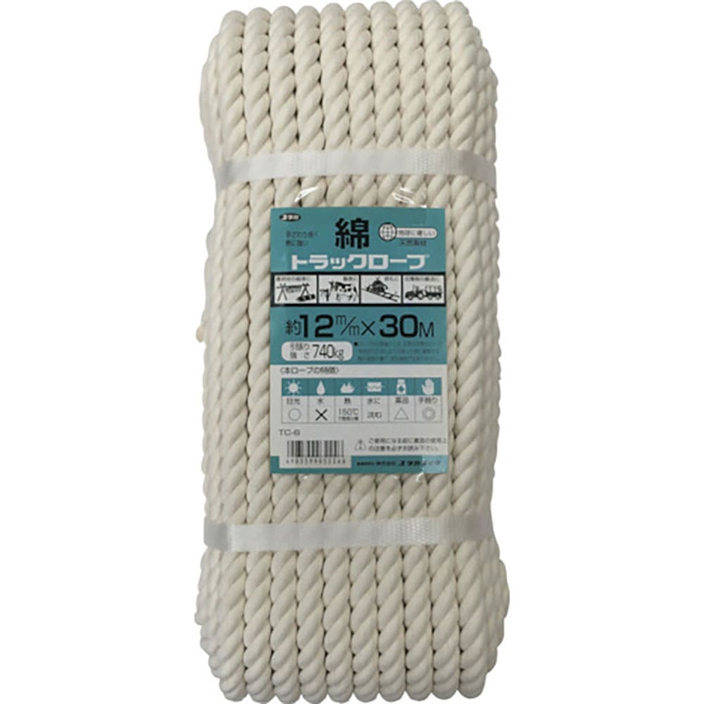 ユタカメイク　ロープ　綿ロープシュリンクパック　１２φ×３０ｍ　ＴＣ－６　　（１２Ｘ３０Ｍ）＿